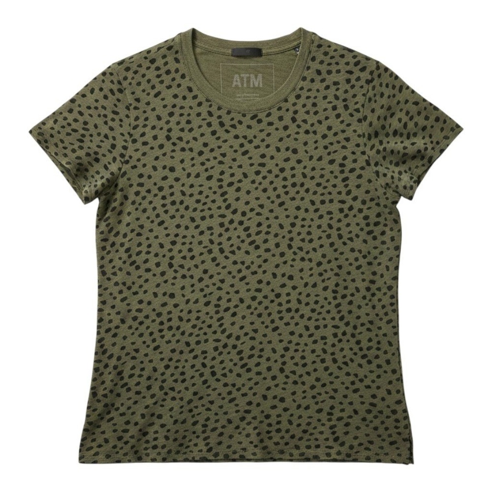 ATM Anthony Thomas Melillo T-Shirt Womens M Green Cheetah Schoolboy Slub Jersey